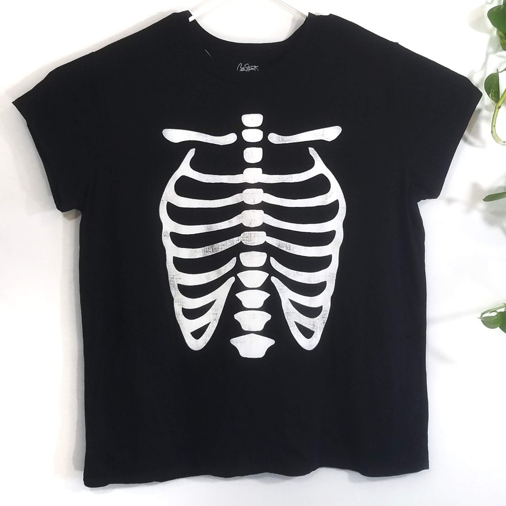 Mens XXL Skeleton Black Short Sleeve Halloween Tee